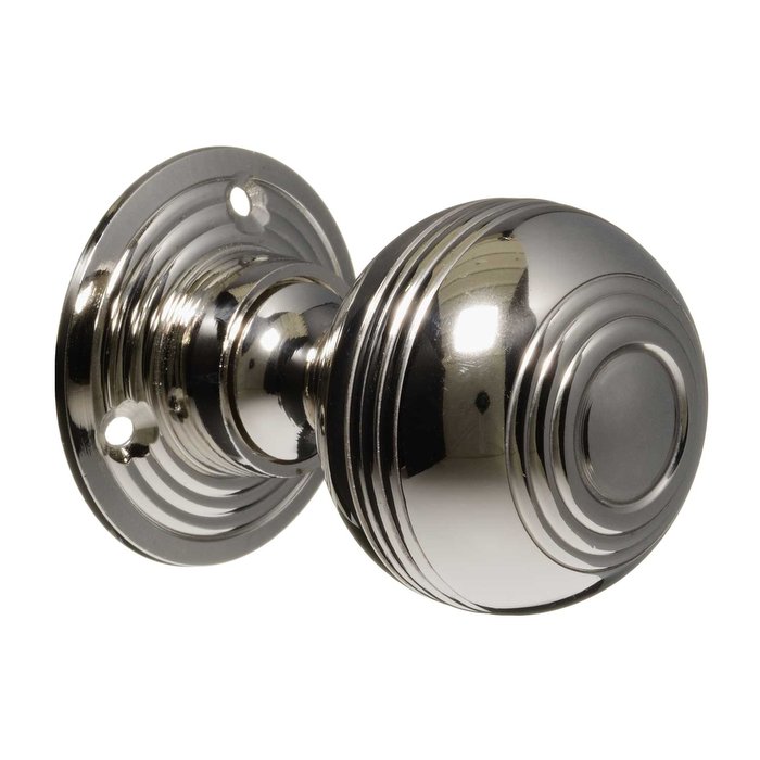 Georgian Door Knobs - Nickel Reeded (pair) (VDK-10)