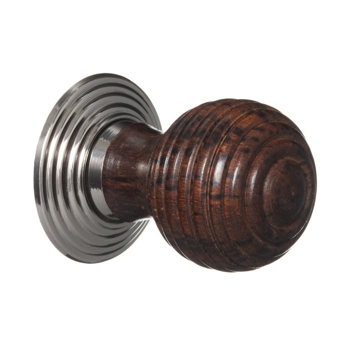 Victorian Cupboard Knob - Natural Hardwood Beehive - Nickel (single) (VDK-46)