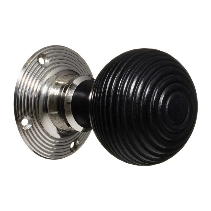 Victorian Door Knobs - Ebonised Beehive - Nickel (pair) (VDK-6)